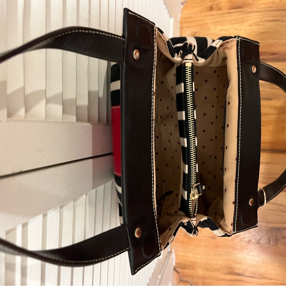 kate spade Black, Cream & Red Striped Satchel Bag - Picture 4 of 9